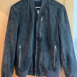 Men’s All Saints Grey Kemble Suede Bomber Jacket